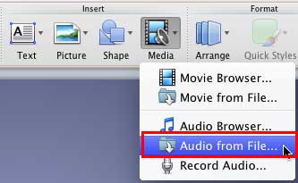 power point for mac 2011 embed an audio track